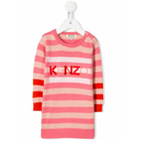 Kenzo Kids Vestido de veludo com logo - Rosa