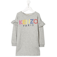 Kenzo Kids Vestido suéter com logo - Cinza