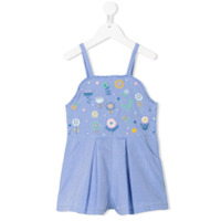 Knot embroidered playsuit - Azul