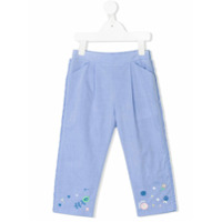 Knot flower embroidered trousers - Azul
