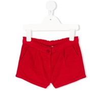Knot scalloped corduroy shorts - Vermelho