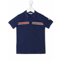 Moncler Kids Camisa polo com logo - Azul