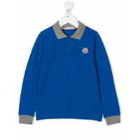 Moncler Kids Camisa polo com logo - Azul