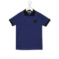 Moncler Kids contrast logo polo shirt - Azul