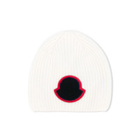 Moncler Kids logo patch beanie hat - Branco