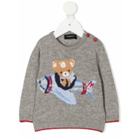 Monnalisa bear-jacquard sweater - Cinza