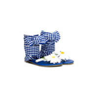 Monnalisa gingham daisy sandals - Azul