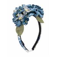 Monnalisa Tiara com bordado floral - Azul