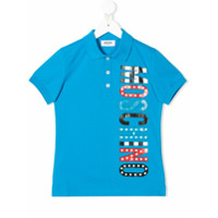 Moschino Kids Camisa polo com logo - Azul