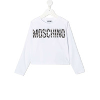 Moschino Kids crystal logo T-shirt - Branco
