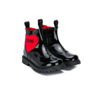 Moschino Kids heart logo boots - Preto