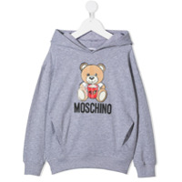 Moschino Kids logo-print hoodie - Cinza