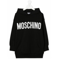 Moschino Kids logo print hoodie - Preto