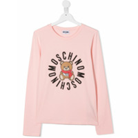 Moschino Kids logo print long T-shirt - Rosa