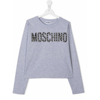 Moschino Kids logo print T-shirt - Cinza