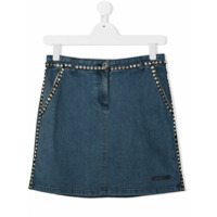 Moschino Kids Saia jeans midi - Azul