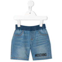 Moschino Kids Short jeans com logo - Azul