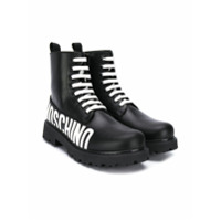 Moschino Kids side logo boots - Preto