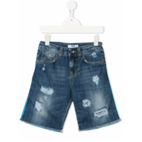 Msgm Kids Bermuda jeans com listras - Azul