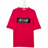 Msgm Kids Camiseta com logo de paetês - Rosa