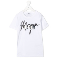 Msgm Kids Camiseta com logo metálico - Branco