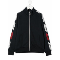 Msgm Kids Jaqueta bomber com logo - Azul