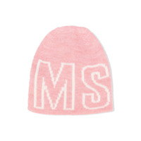Msgm Kids logo intarsia beanie - Rosa