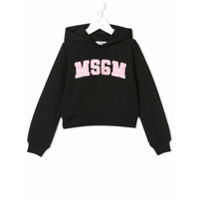 Msgm Kids logo patch hoodie - Preto