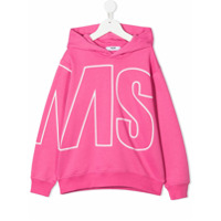 Msgm Kids logo-print cotton hoodie - Rosa