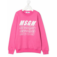 Msgm Kids logo-print cotton sweatshirt - Rosa