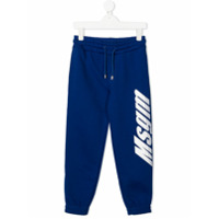 Msgm Kids logo print trousers - Azul