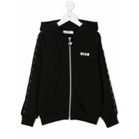Msgm Kids logo-print zipped hoodie - Preto