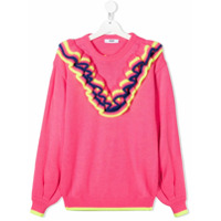 Msgm Kids Moletom com babados e logo - Rosa