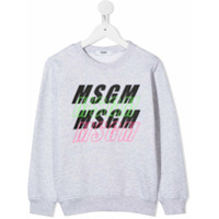 Msgm Kids Moletom com estampa de logo - Cinza