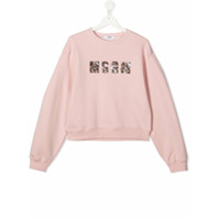 Msgm Kids Moletom com logo de paetês - Rosa