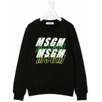 Msgm Kids Moletom com logo - Preto
