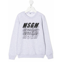 Msgm Kids repeat logo print sweatshirt - Cinza