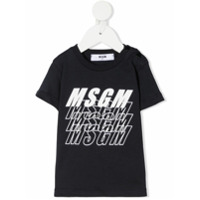 Msgm Kids repeat logo print T-shirt - Azul