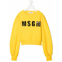 Msgm Kids sequin logo sweater - Amarelo