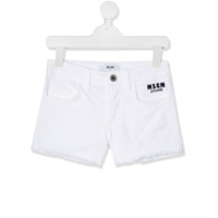 Msgm Kids Short jeans com logo - Branco