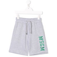 Msgm Kids Shorts de moletom com logo - Cinza