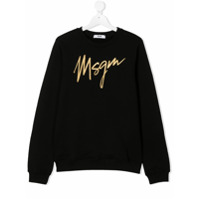 Msgm Kids Suéter com logo bordado - Preto