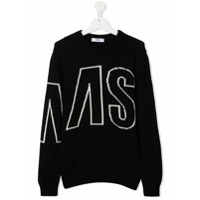 Msgm Kids Suéter com logo bordado - Preto