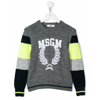 Msgm Kids Suéter de tricô com logo - Cinza