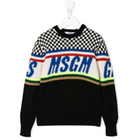 Msgm Kids Suéter de tricô com logo - Preto