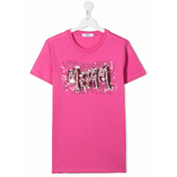 Msgm Kids TEEN glitter logo T-shirt - Rosa