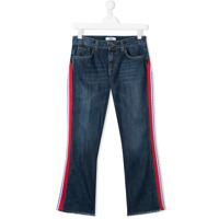 Msgm Kids TEEN logo stripe jeans - Azul