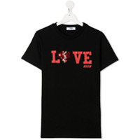 Msgm Kids TEEN sequin-heart T-shirt - Preto