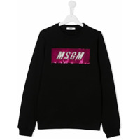 Msgm Kids TEEN sequin logo sweatshirt - Preto