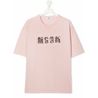 Msgm Kids TEEN sequin logo T-shirt - Rosa